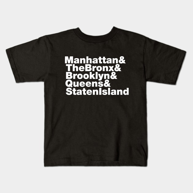 5 Boroughs ~ New York City Kids T-Shirt by forgottentongues